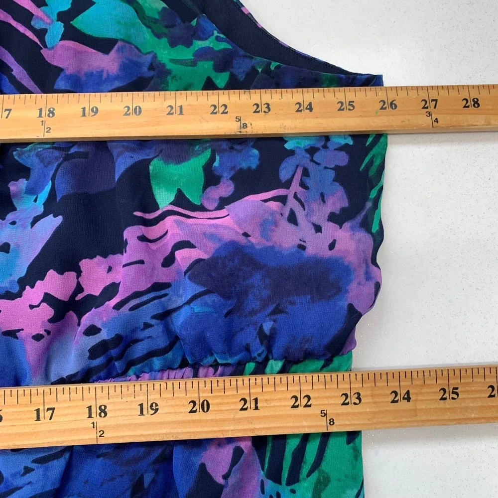 Lane Bryant Tropical Halter Handkerchief Hem Dress  Purple Abstract  Plus 26/28